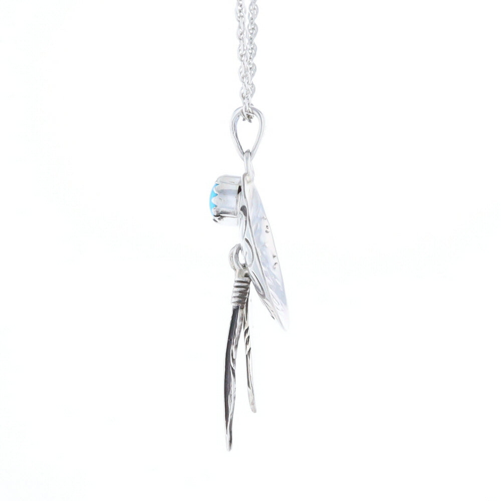 Turquoise Dream Catcher Feather Pendant