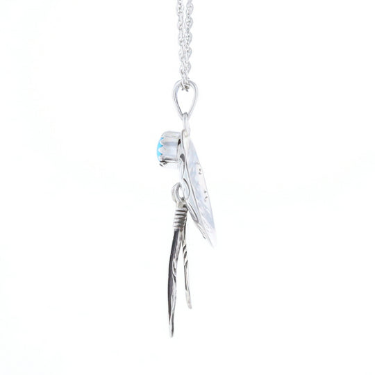 Turquoise Dream Catcher Feather Pendant