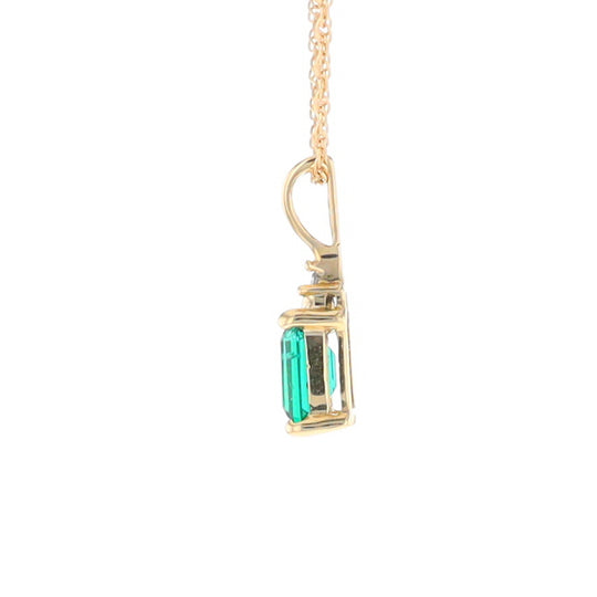 Synthetic Emerald Pendant with Diamond Accents