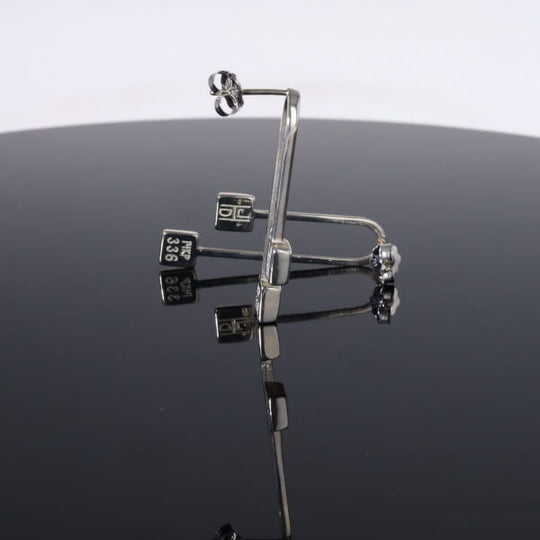 Opal Earrings Curved Bar Double Square Inlaid Ends Design Studs