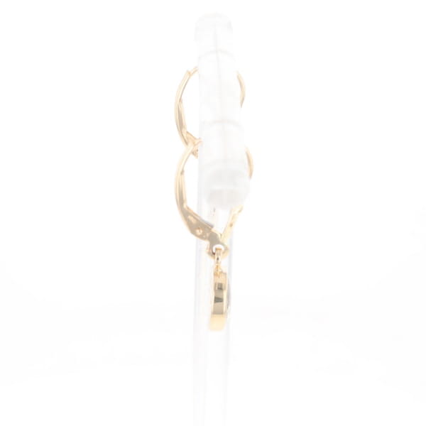 Gold Quartz Earrings Round Inlaid Design Lever Backs
