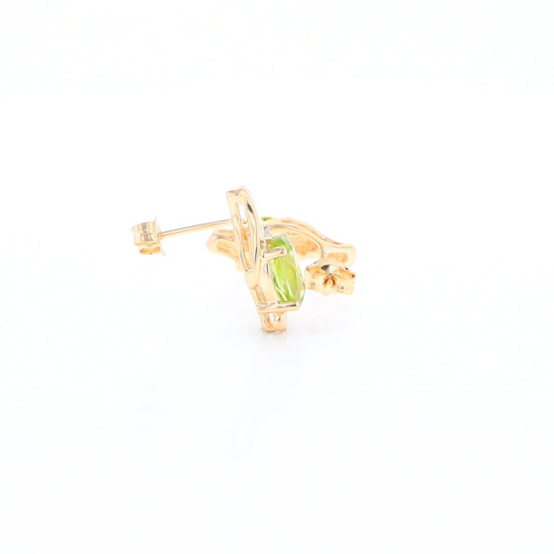 Peridot Ribbon Stud Earrings