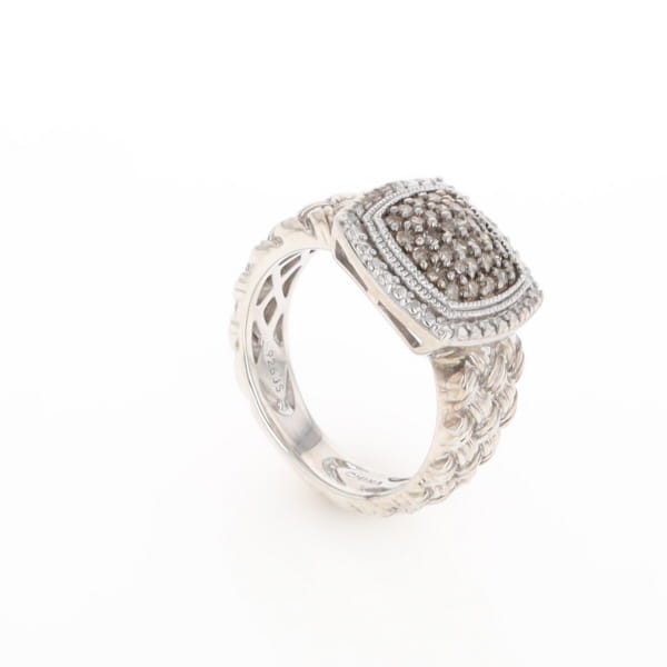 Champaign Diamond Square Braided Cluster Band