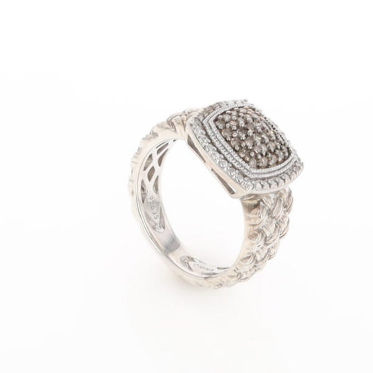 Champaign Diamond Square Braided Cluster Band