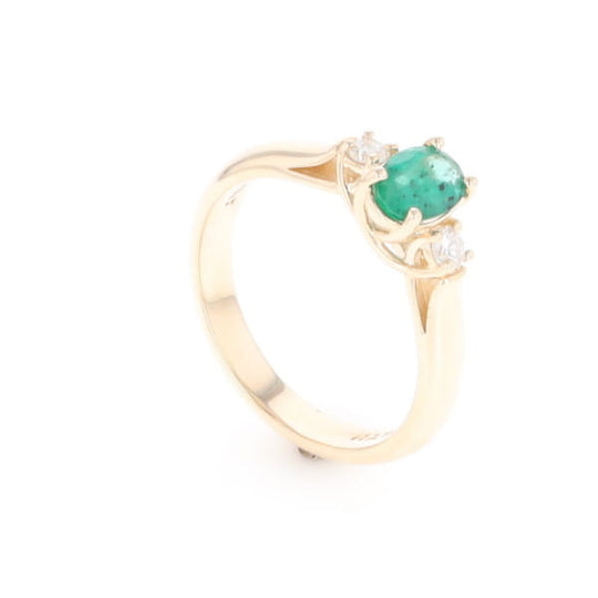 Emerald Three-Stone Trellis Ring