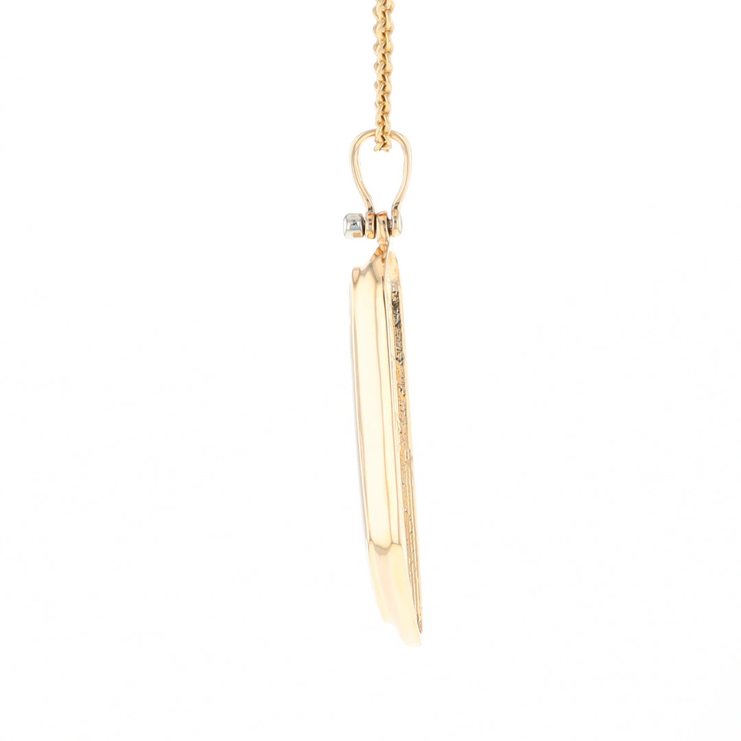 Gold Quartz Long Geometric Inlaid Pendant