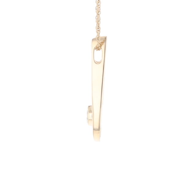 Open Teardrop Round Gold Quartz Inlaid Pendant