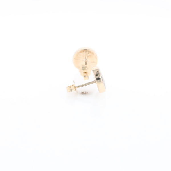 Gold Quartz Earrings 9mm Round Inlaid Studs - G2
