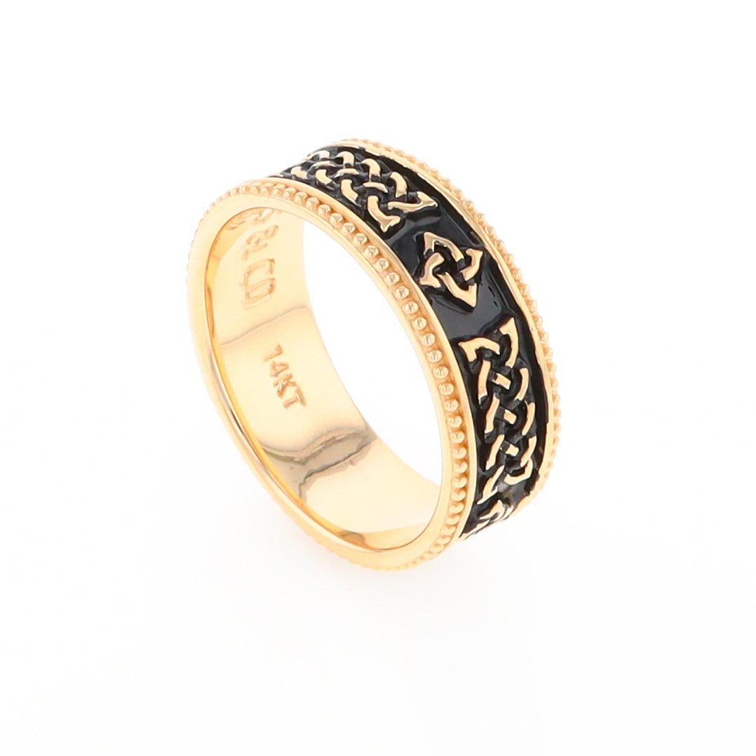 Celtic Knot Black and Gold Wedding Band