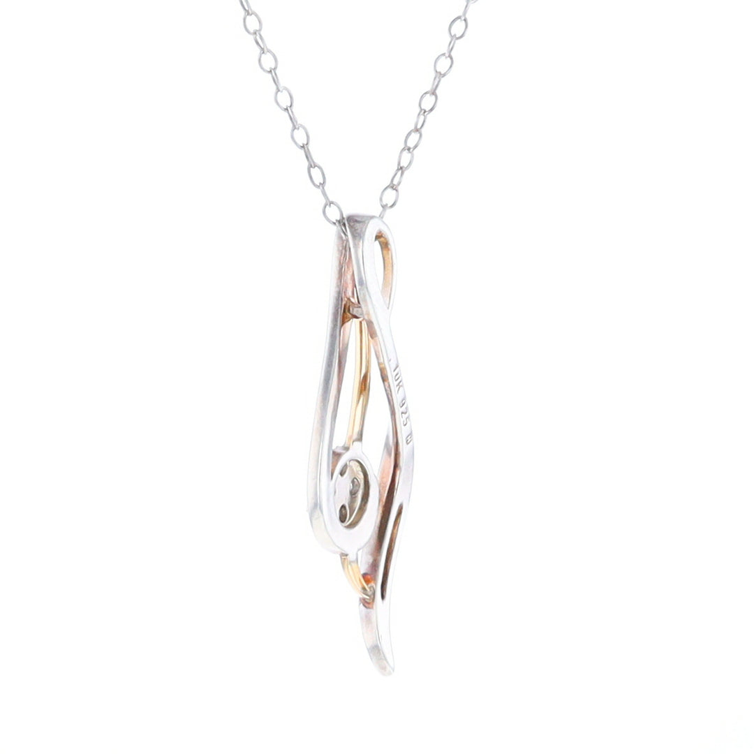 Sterling Silver and 10K Gold Diamond Infinity Swirl Necklace