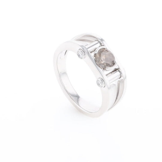 Men's Contemporary White Gold Industrial Brown Diamond Ring
