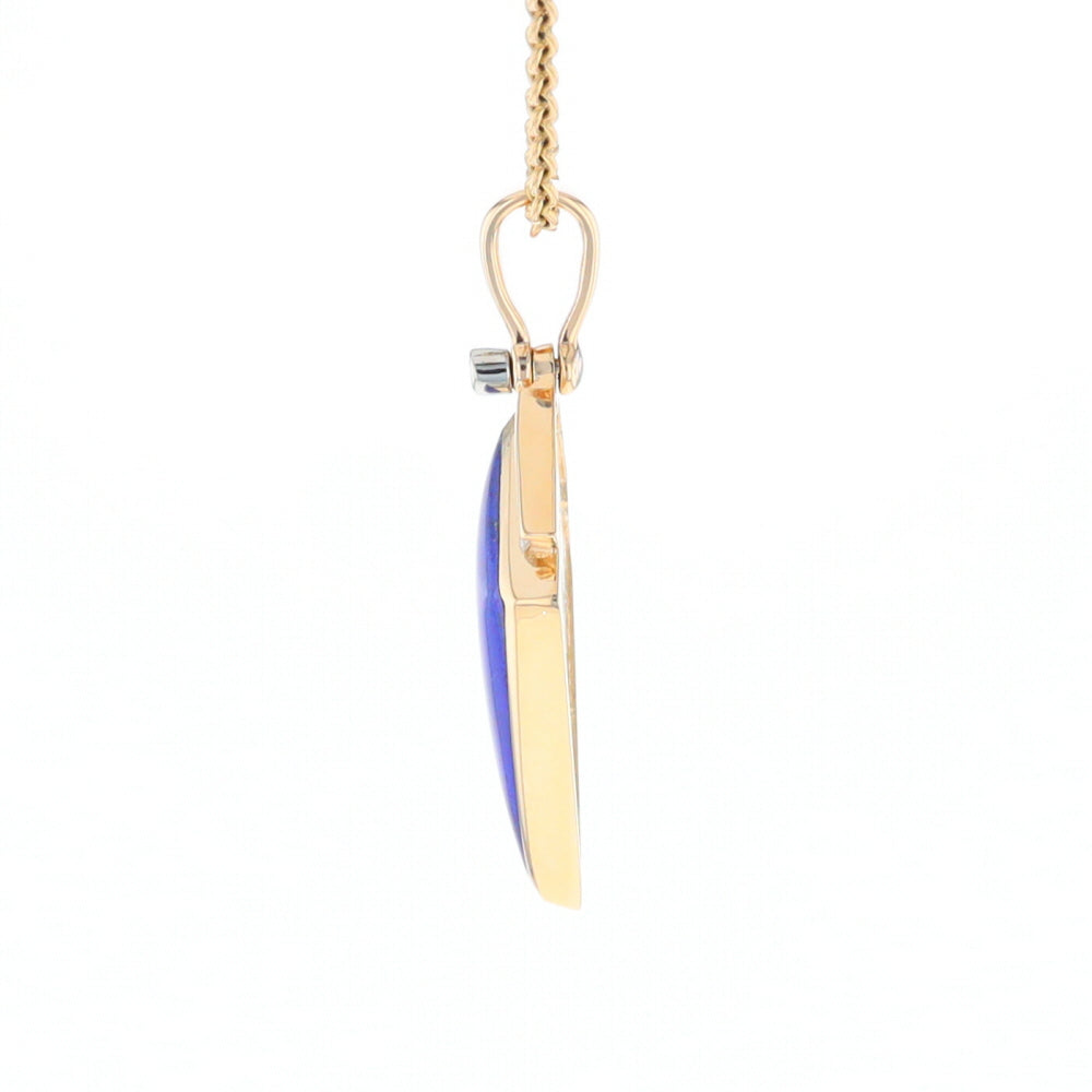 Lapis Kit Shaped Inlaid Pendant with 0.19ctw Diamonds