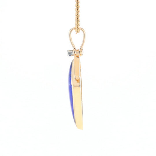 Lapis Kit Shaped Inlaid Pendant with 0.19ctw Diamonds