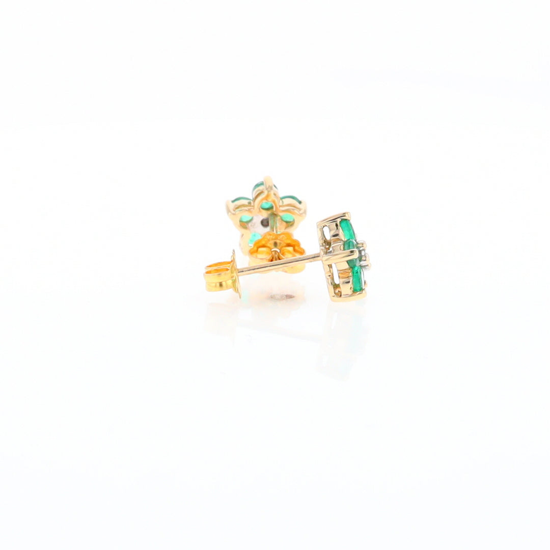 Emerald Flower Stud Earrings