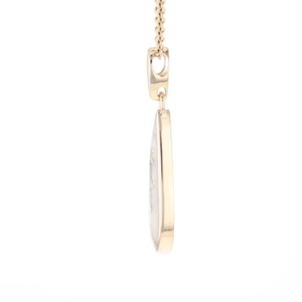 Gold Quartz Pendant Tear Drop Inlaid Design G1