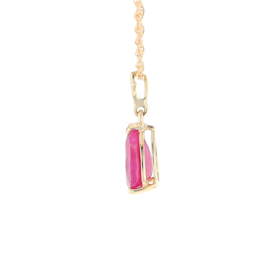 Pear Ruby Solitaire Necklace