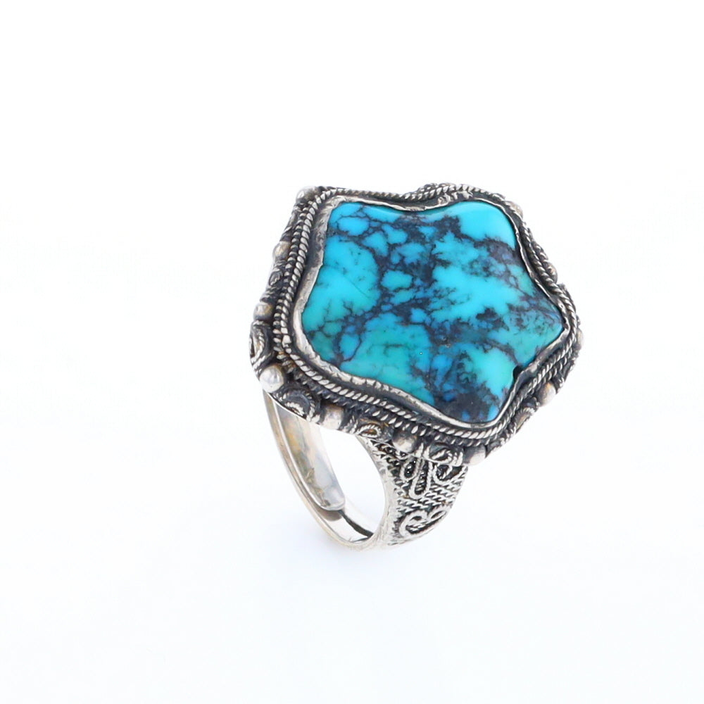 Adjustable Star Shaped Turquoise Ring