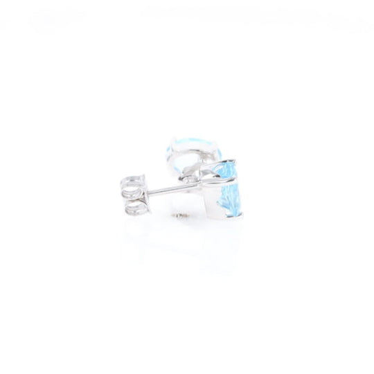 Oval Blue Topaz Stud Earrings
