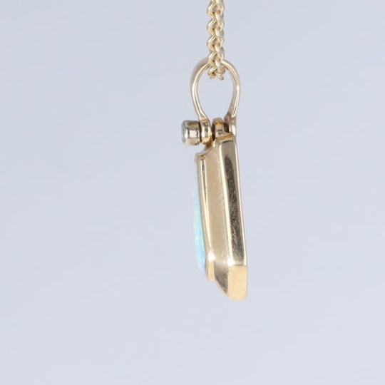 Opal Triangle Inlay with .02ctw Diamond Pendant