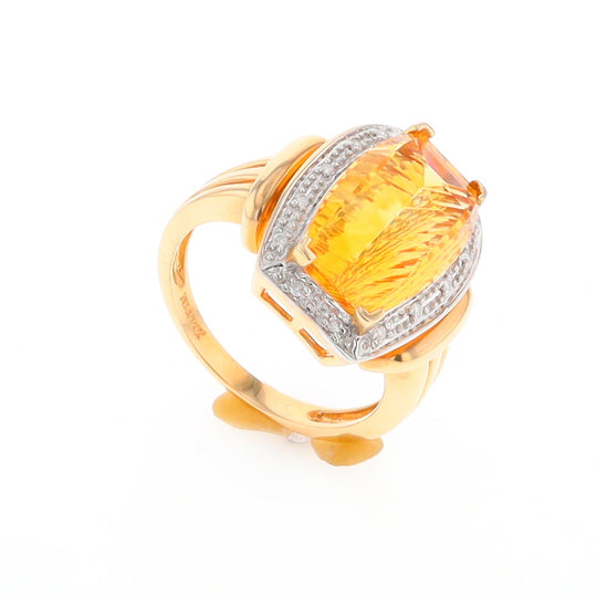 Fancy Cut Citrine Diamond Halo Ring