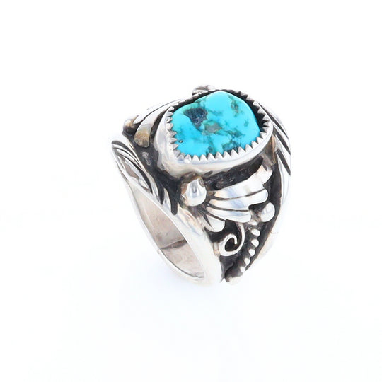 Navajo Turquoise and Feather Design Ring