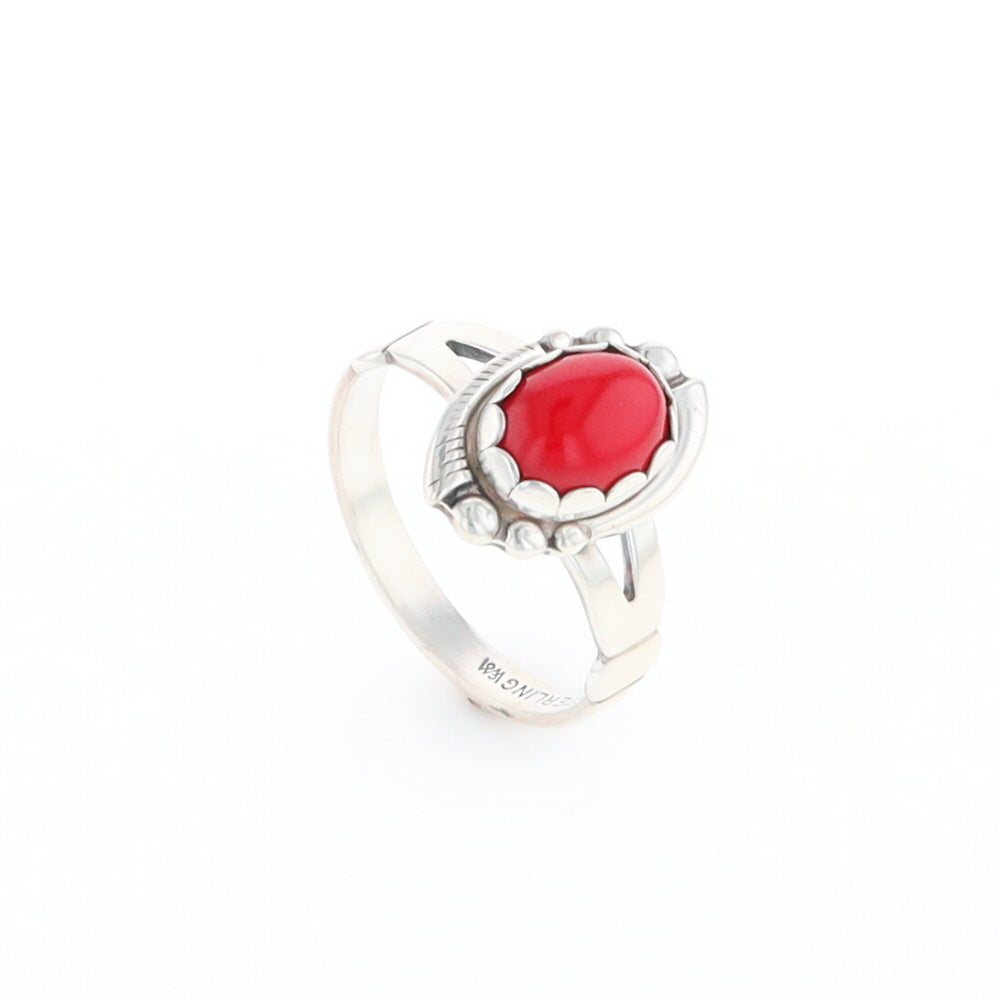 Native American Oval Coral Ring