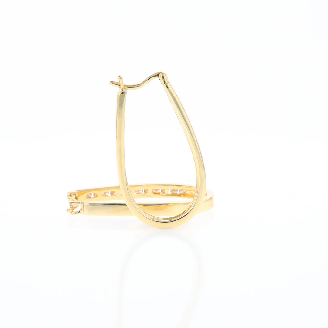 U-Shaped Channel Set Diamond Hoop Earrings