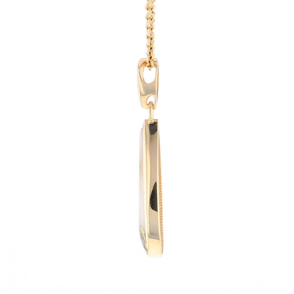 Gold Quartz Pendant Tear Drop Inlaid Design G2