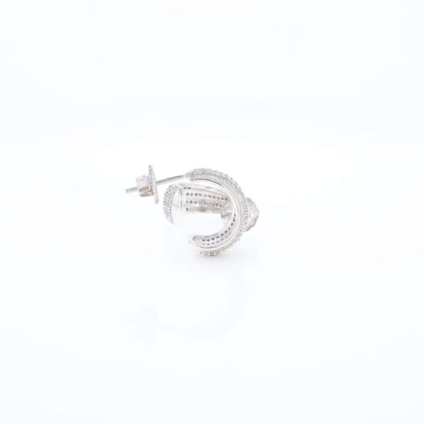 Diamond Half Hoop Stud Earrings