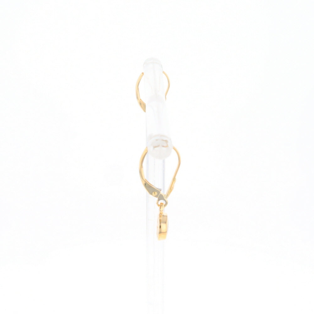 Gold Quartz Earrings Round Inlaid Design Lever Backs