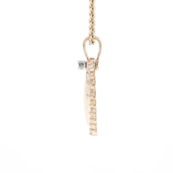 Gold Quartz Heart Shape Inlaid .55Ctw Diamond Pendant