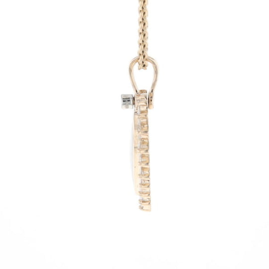 Gold Quartz Heart Shape Inlaid .55Ctw Diamond Pendant