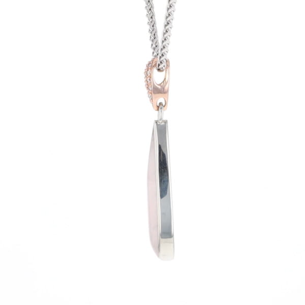 Rose Quartz Teardrop Inlaid Pendant with .11ctw diamonds