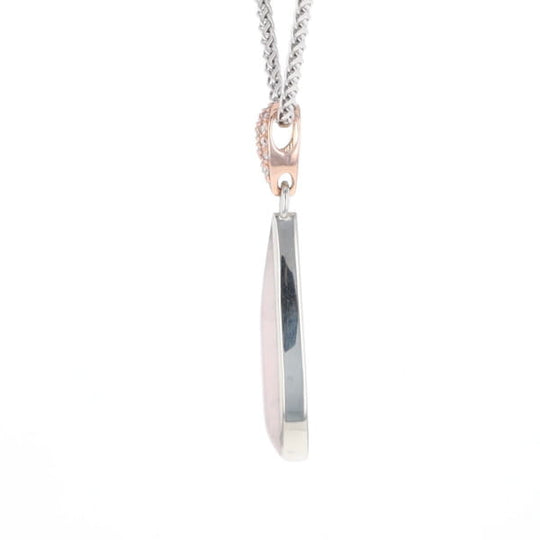 Rose Quartz Teardrop Inlaid Pendant with .11ctw diamonds