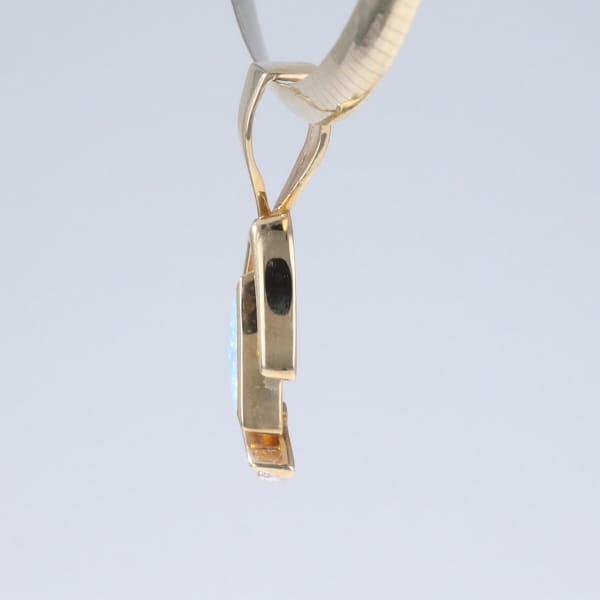 Opal Pendant Triangle Inlaid Design with .07ctw Round Diamonds
