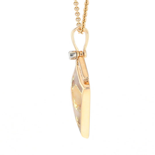 Gold Quartz Kite Shape Inlaid Pendant with 0.19ctw Diamonds (G1)