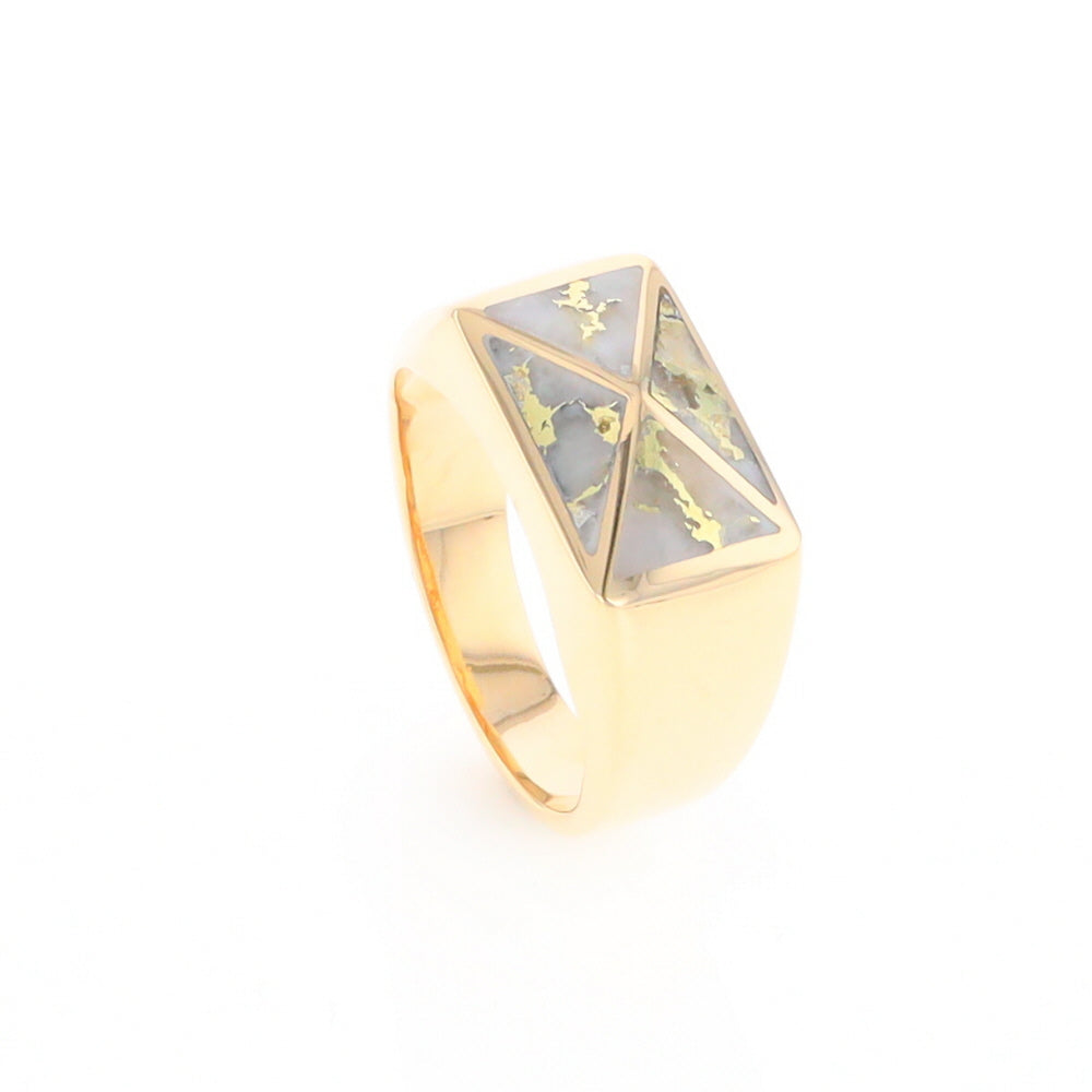 Four Section Gold Quartz Inlaid Men's Ring G2