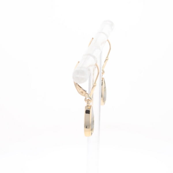 Gold Quartz Earrings Tear Drop Inlaid Lever Backs
