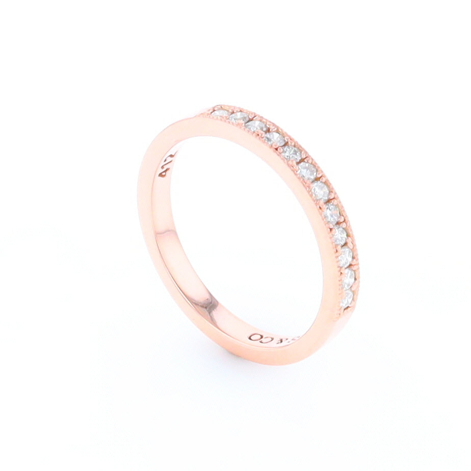 Rose Gold Milgrain Diamond Wedding Band