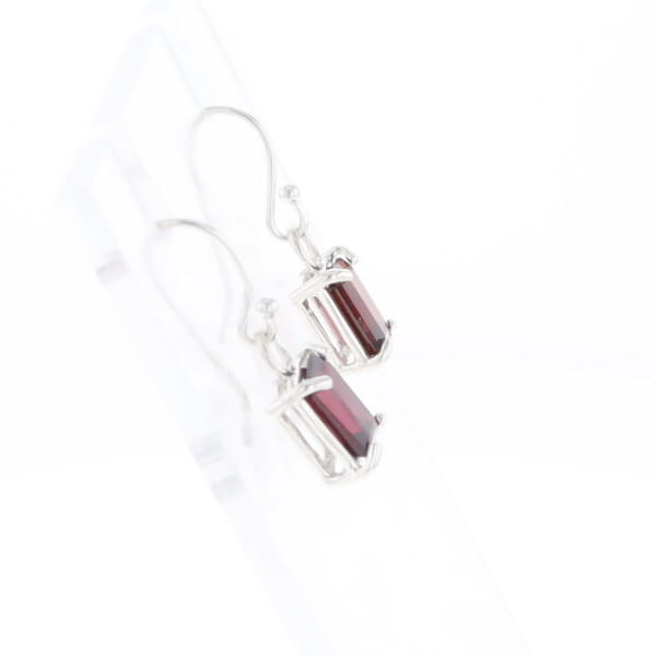 Emerald Cut Garnet Earrings