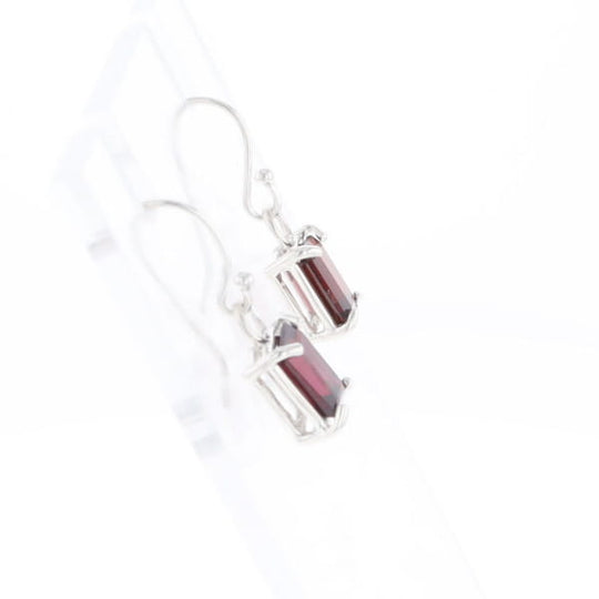 Emerald Cut Garnet Earrings