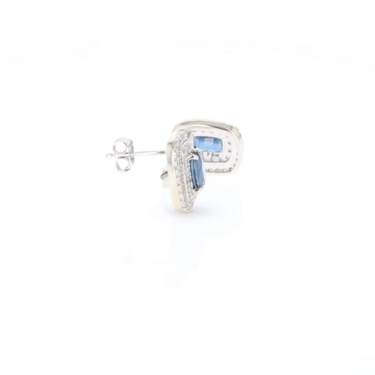 Double Halo Sapphire Earrings