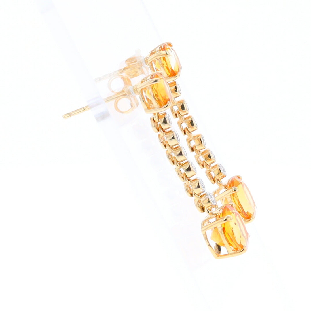 Citrine and Diamond Dangle Drop Earrings