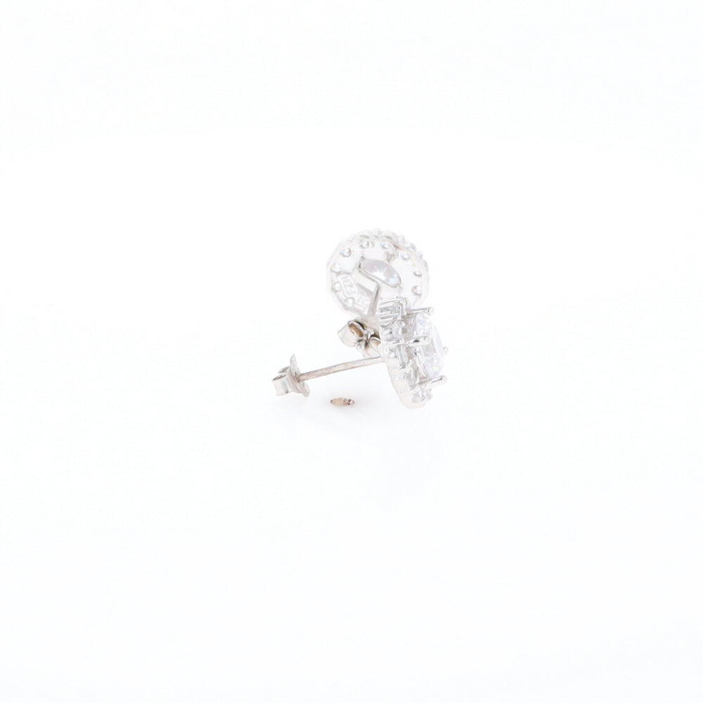 Cubic Zirconia Halo Stud Earrings