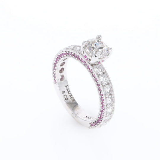 Diamond and Pink Sapphire Engagement Ring