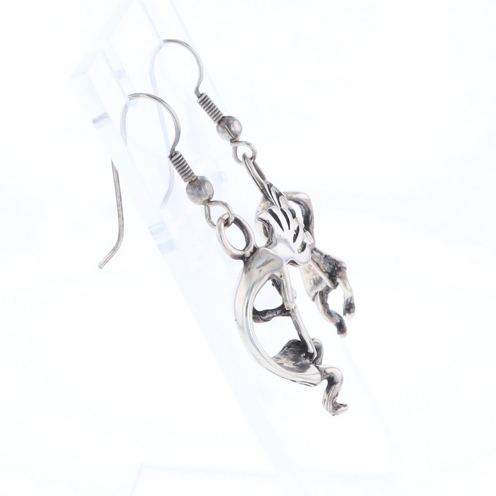 Silver Kokopelli Dangle Earrings