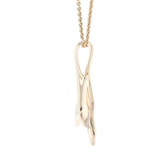 Whale Tail Natural Gold Quartz Single Side Inlaid Pendant