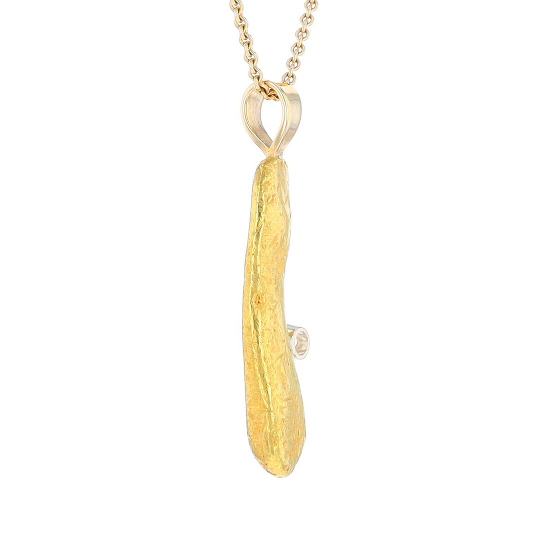 20K Natural Nugget Pendant with Diamond Accent