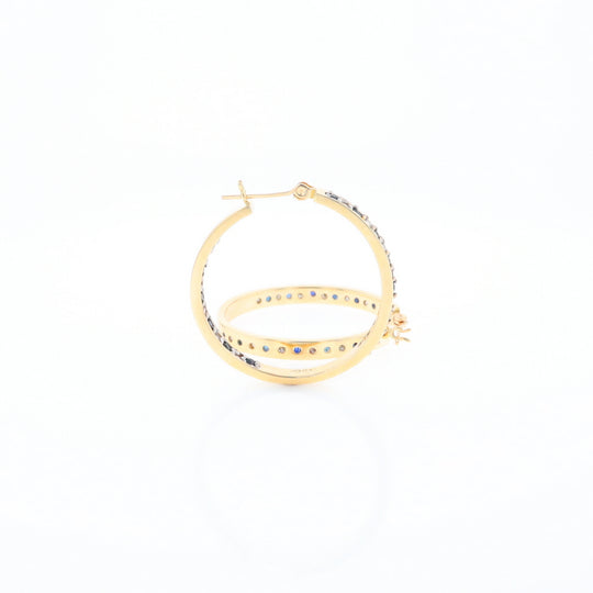 Sapphire & Diamond Hoop Earrings