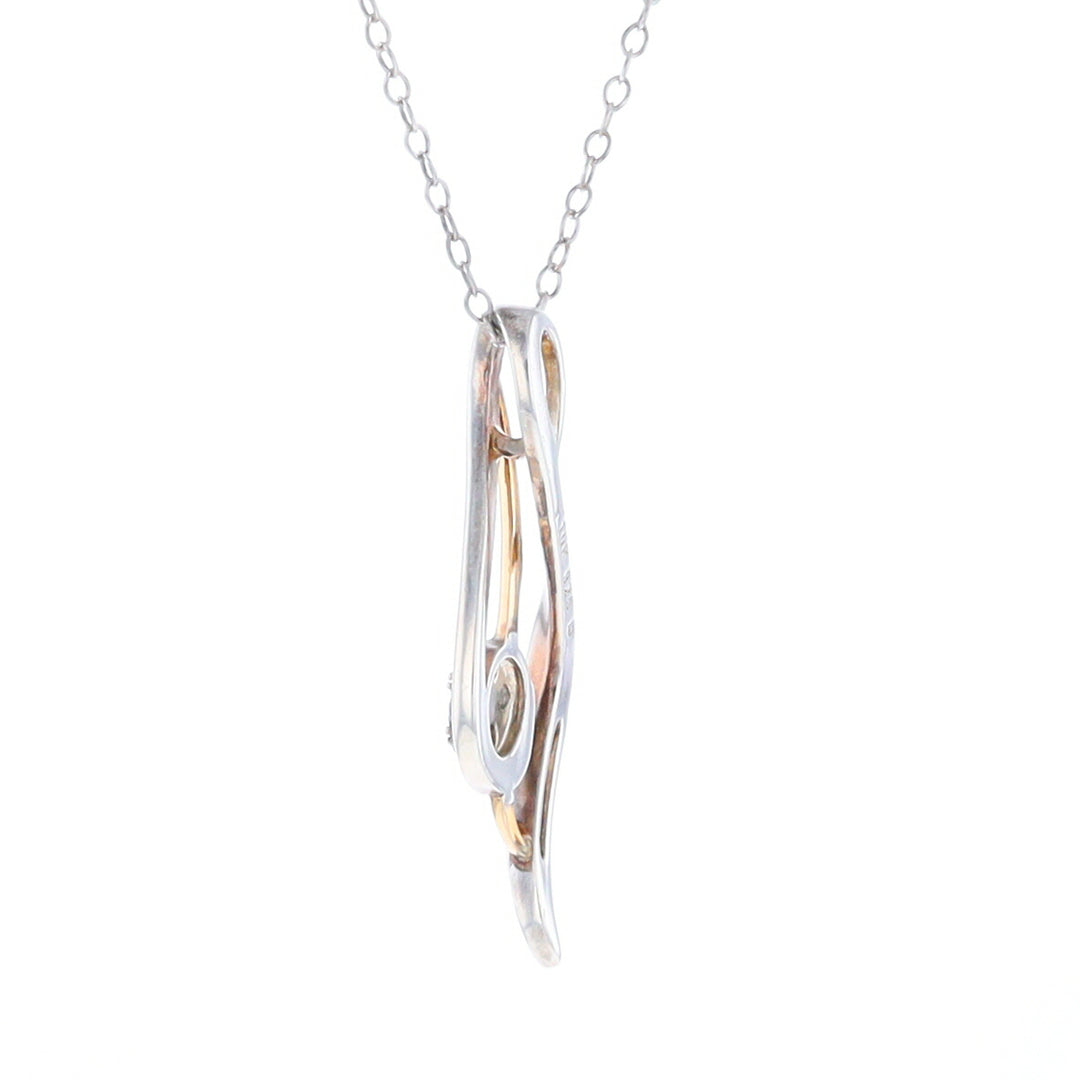 Sterling Silver and 10K Gold Diamond Infinity Swirl Necklace